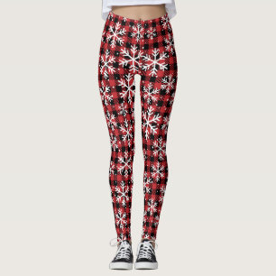 Buffalo Plaid Snowflake Winter Pattern Leggings