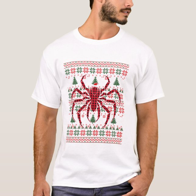 Buffalo Plaid Tarantula Lovers Ugly T-Shirt (Front)