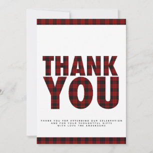 Buffalo Plaid Thank You PHOTO ANY EVENT Card