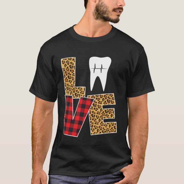 Buffalo Plaid Toothpaste & Tooth Dentist Valentine T-Shirt (Front)
