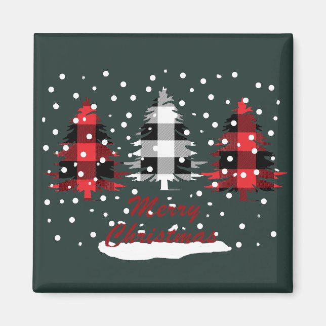 buffalo plaid trees decor banner magnet (Front)