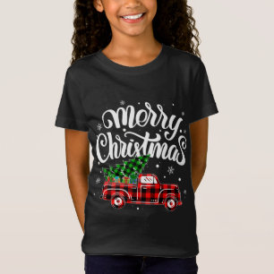Buffalo Plaid Truck Wagon Christmas Tree Car Xmas T-Shirt