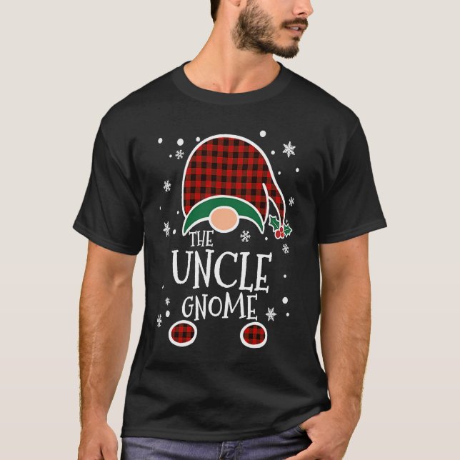 Buffalo Plaid Uncle Gnome  Christmas Family Matchi T-Shirt (Front)