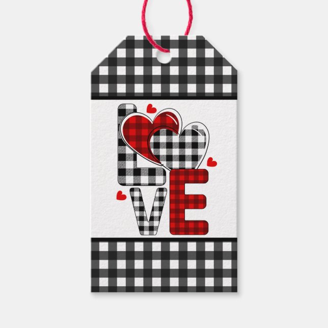 Buffalo Plaid Valentines Love  Gift Tags (Front)