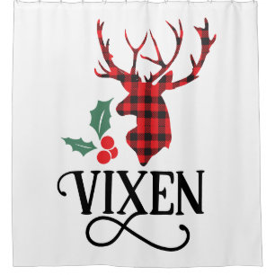 Buffalo Plaid Vixen Reindeer  Shower Curtain