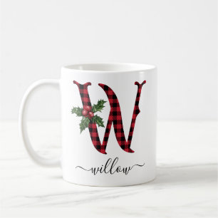 Buffalo Plaid W Monogram Christmas Coffee Mug