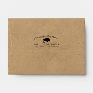Buffalo Plaid Warm Wishes B&W/ Kraft ID603 Envelope