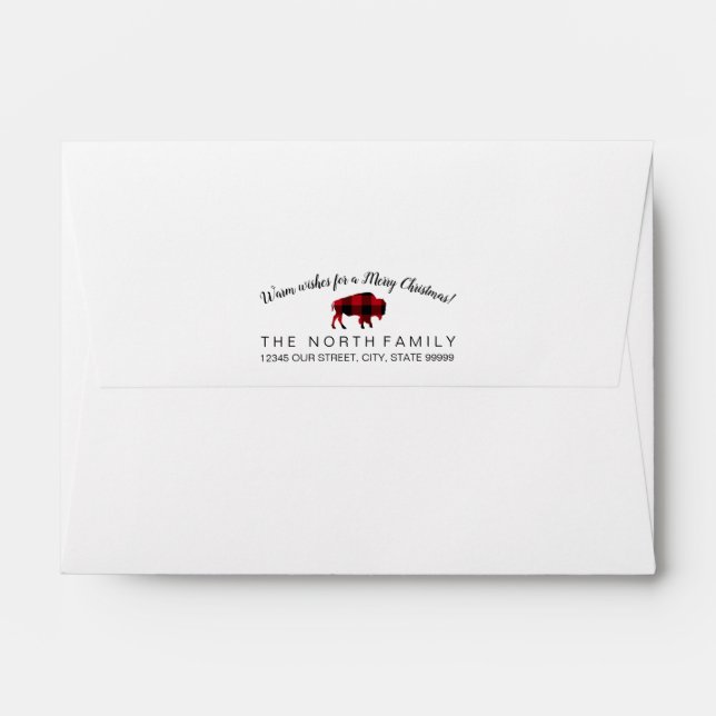 Buffalo Plaid Warm Wishes Red/ Black ID603 Envelope (Back (Top Flap))