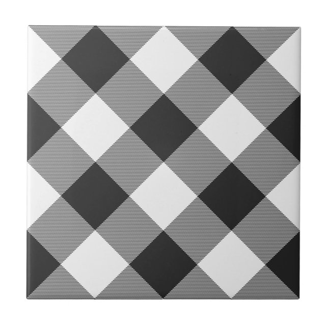 Buffalo Plaid White Tartan Plaid Pattern Diagonal Tile (Front)