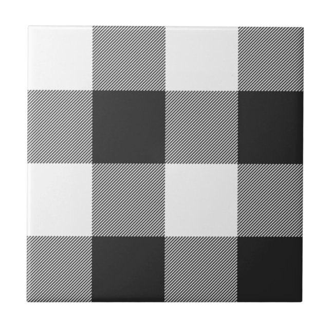 Buffalo Plaid White Tartan Plaid Pattern Tile (Front)