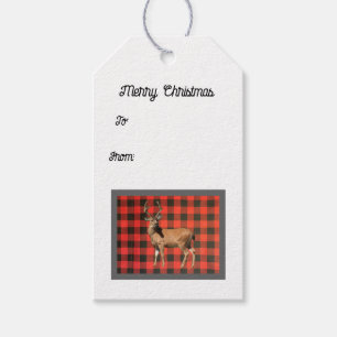 Buffalo Plaid Wild Deer Gift Tags