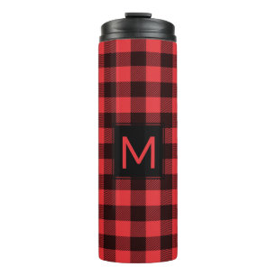 Buffalo Plaid with Monogram Thermal Tumbler