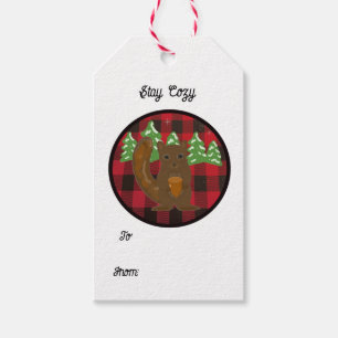 Buffalo Plaid Woodland Animal Gift Tags