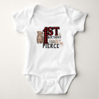 Buffalo Plaid Woodland Animals 1st Birthday