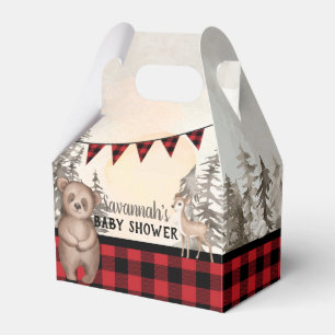 Buffalo Plaid woodland animals Baby Shower Favour Box
