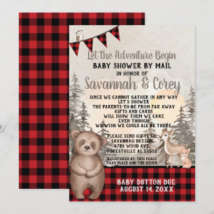 Buffalo Plaid Woodland Baby Shower by mail Invitation