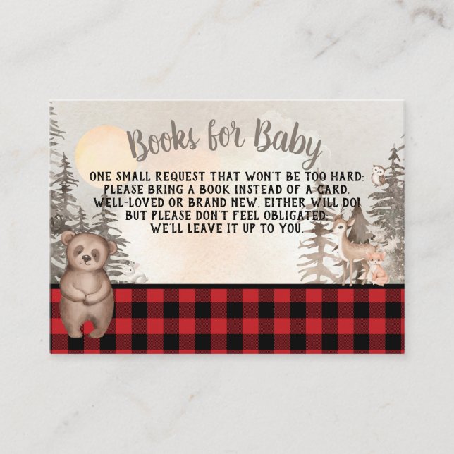 Buffalo Plaid Woodland Books for Baby Enclosure Card (Front)