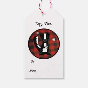 Buffalo Plaid Woodland Skunk Gift Tags