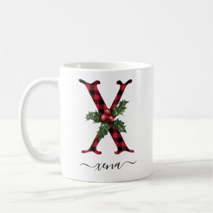 Buffalo Plaid X Monogram Christmas Coffee Mug