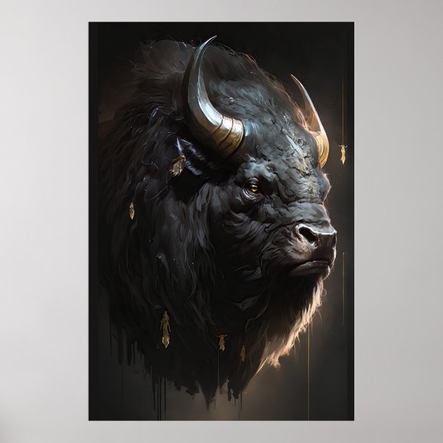 Buffalo Portrait Animal Nature Wildlife Art Poster (Front)