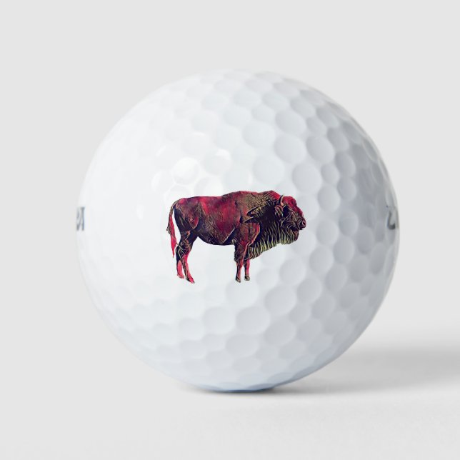 Buffalo Portrait Design For Bison or Wisent Animal Golf Balls (Front)