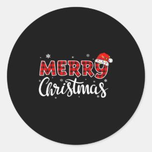 Buffalo Red And Black Plaid For Men Women Merry Ch Classic Round Sticker
