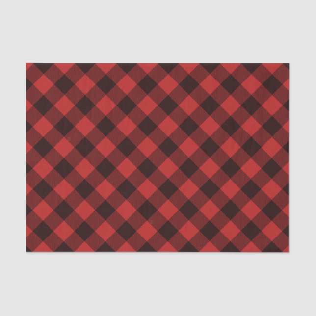 Buffalo Red and Black Plaid Winter Christmas Tissue Paper (Front)