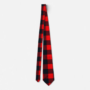 Buffalo Red and Black Shepherd's Plaid Pattern Tie