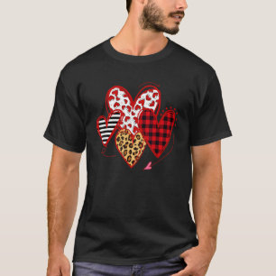 Buffalo Red Black Plaid And Leopard Hearts Valenti T-Shirt