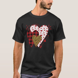 Buffalo Red Black Plaid And Leopard Hearts Valenti T-Shirt