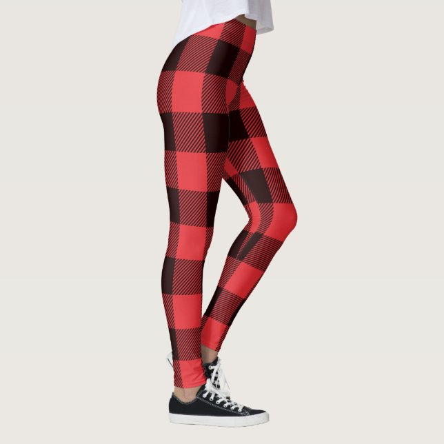 Buffalo red black plaid leggings (Right)