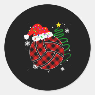 Buffalo Red Plaid Volleyball Christmas Srt Xmas Pa Classic Round Sticker