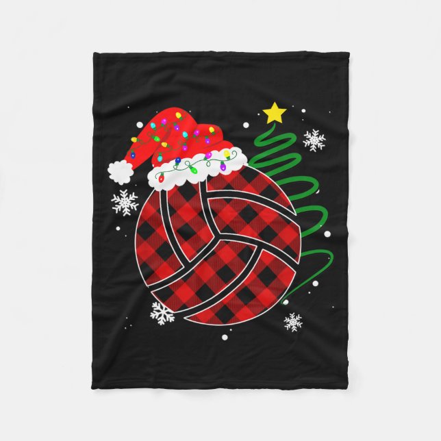Buffalo Red Plaid Volleyball Christmas Srt Xmas Pa Fleece Blanket (Front)