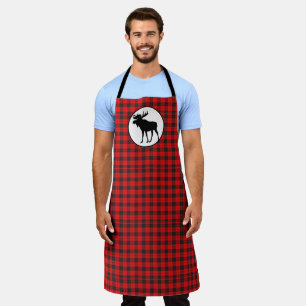 Buffalo Red Plaid with Black Moose Apron