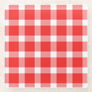 Buffalo Red White Plaid Holiday Picnic Classic Glass Coaster
