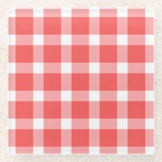 Buffalo Red White Plaid Holiday Picnic Classic Glass Coaster