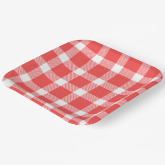 Buffalo Red White Plaid Holiday Picnic Classic Paper Plate