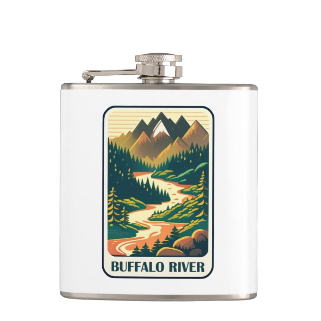 Buffalo River Arkansas Colours Hip Flask (Front)