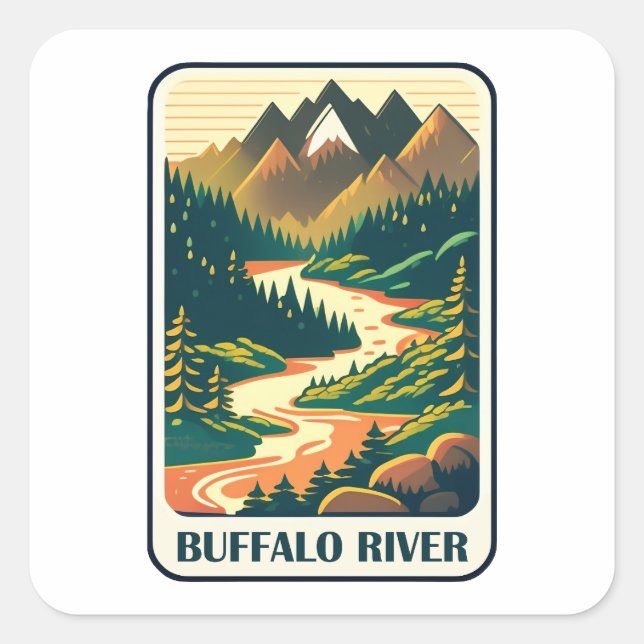 Buffalo River Arkansas Colours Square Sticker (Front)