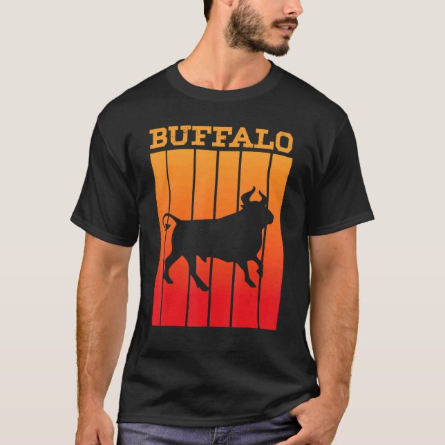 Buffalo Shadow Silhouette At Sunset T-Shirt (Front)