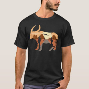 Buffalo silhouette Desert Cacti Monument Valley T-Shirt
