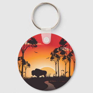 Buffalo silhouette key ring