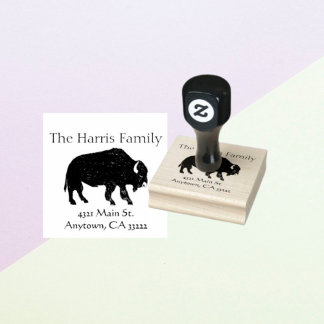 Buffalo Silhouette Personalised Rubber Stamp