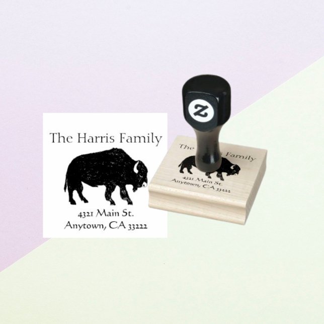 Buffalo Silhouette Personalised Rubber Stamp (Creator Uploaded)