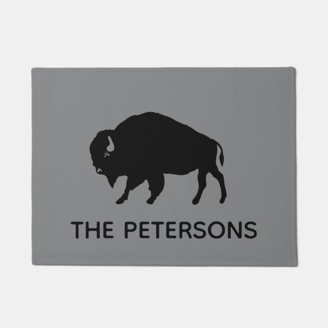 Buffalo Silhouette Personalised Welcome Mat (Front)