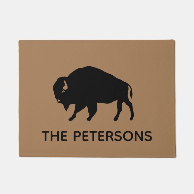 Buffalo Silhouette Personalised Welcome Mat (Front)