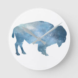 Buffalo Silhouette Round Clock