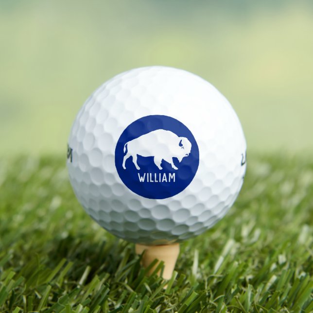 Buffalo Silhouette with Personalised Name Golf Balls (Insitu Tee)