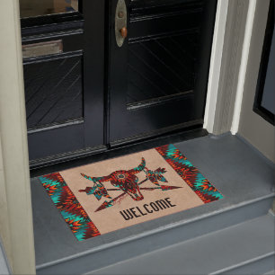 Buffalo Skull And Arrow Doormat