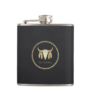Buffalo Skull Hip Flask